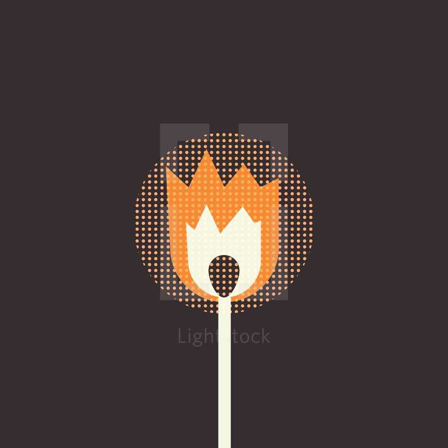 illustration of a match with flame