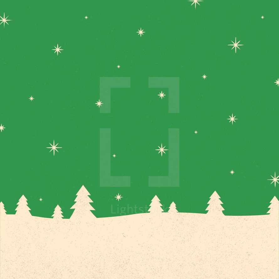 Christmas and winter background in white and green 