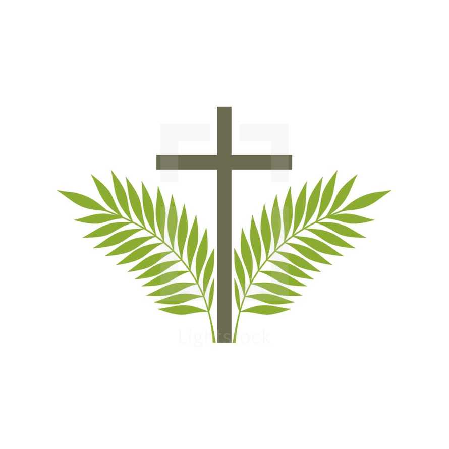 cross and palm fronds 