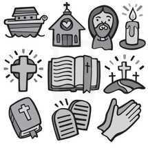 Christian Cartoon Icons set of 10