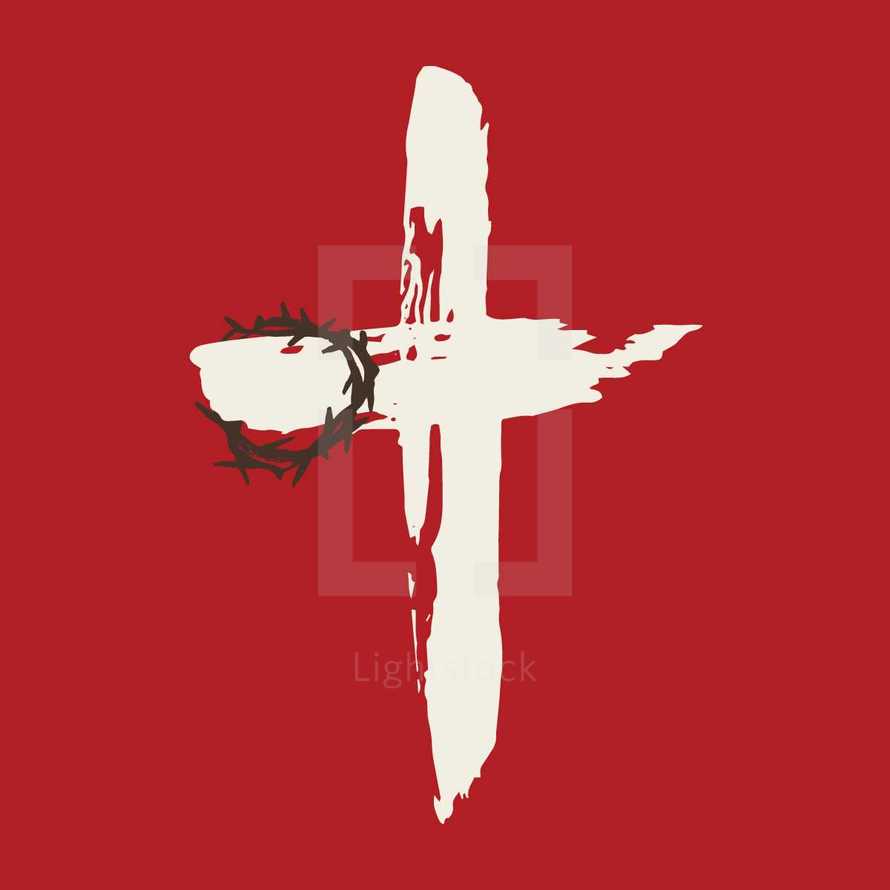 illustration of a crown of thorns on a cross.