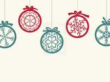 hanging Christmas ornaments illustration.