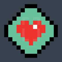 Red heart icon on the button created in the style of pixel art. Quick and easy recolorable shape isolated from the background. The design graphic element saved as a vector illustration in the EPS file format for used in your design projects. 