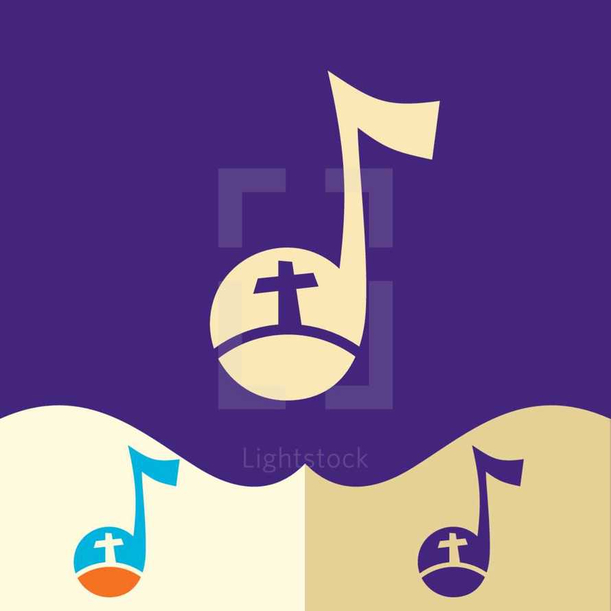 music note with cross