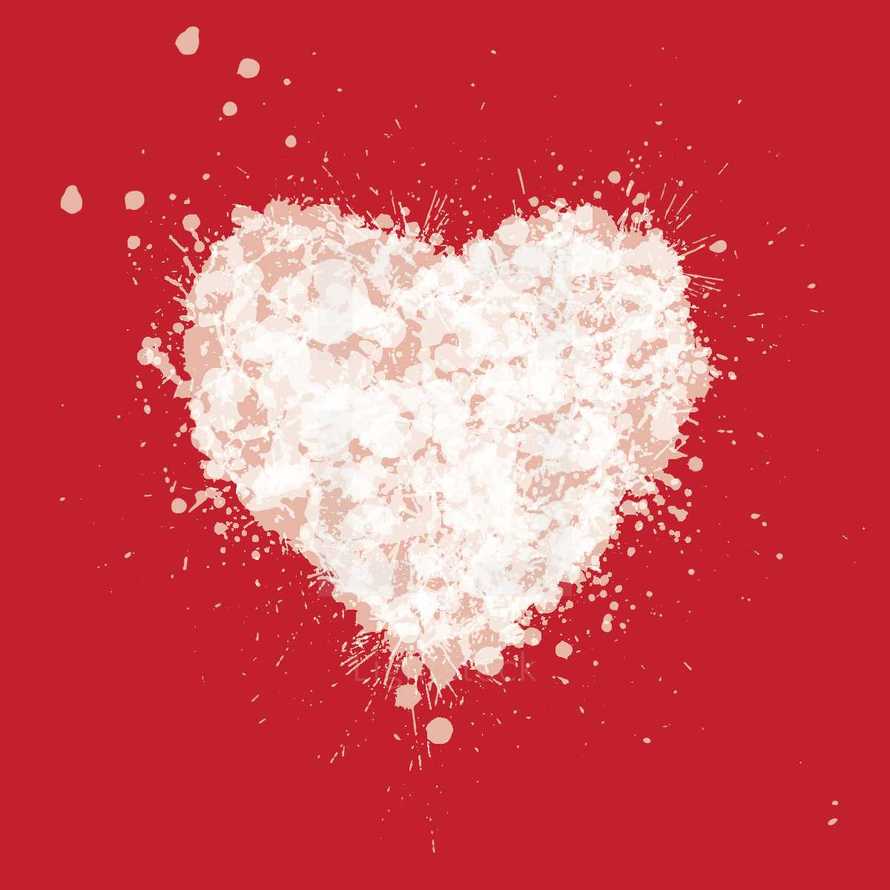 white heart from paint splatter 
