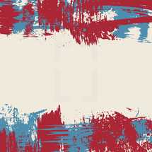 red, white, and blue paint stroke border.