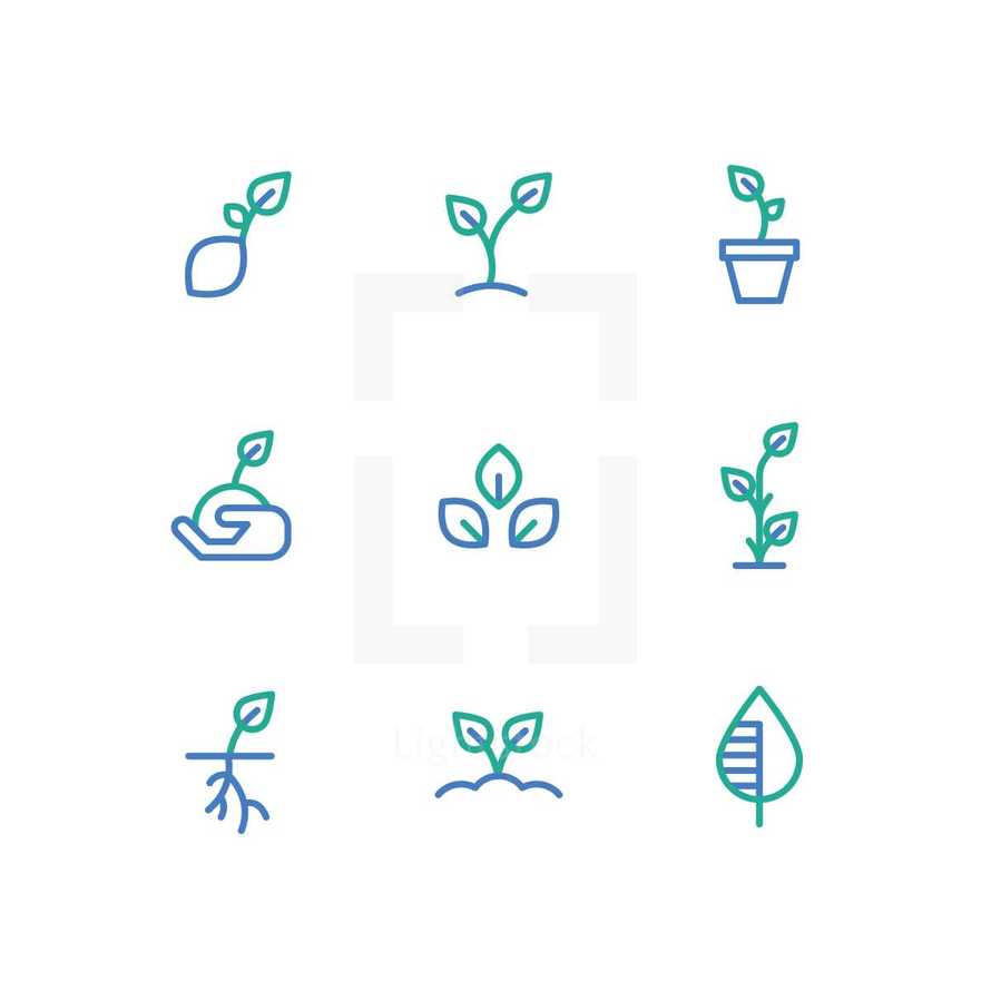 plant icon set 