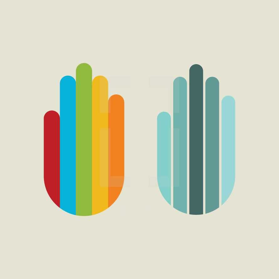 Colorful diversity hand icons.