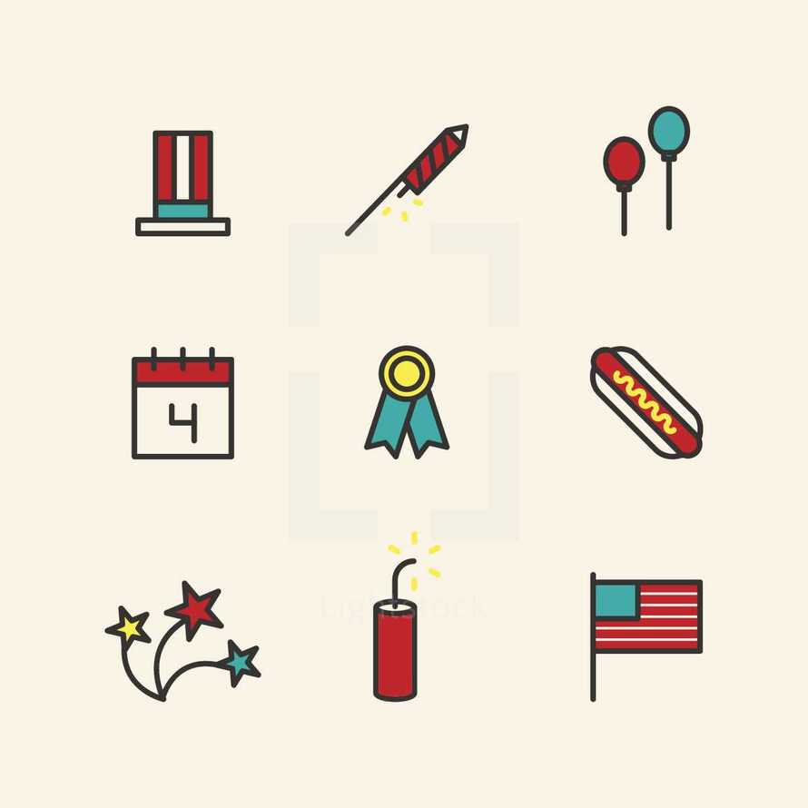 fourth of July icons.
