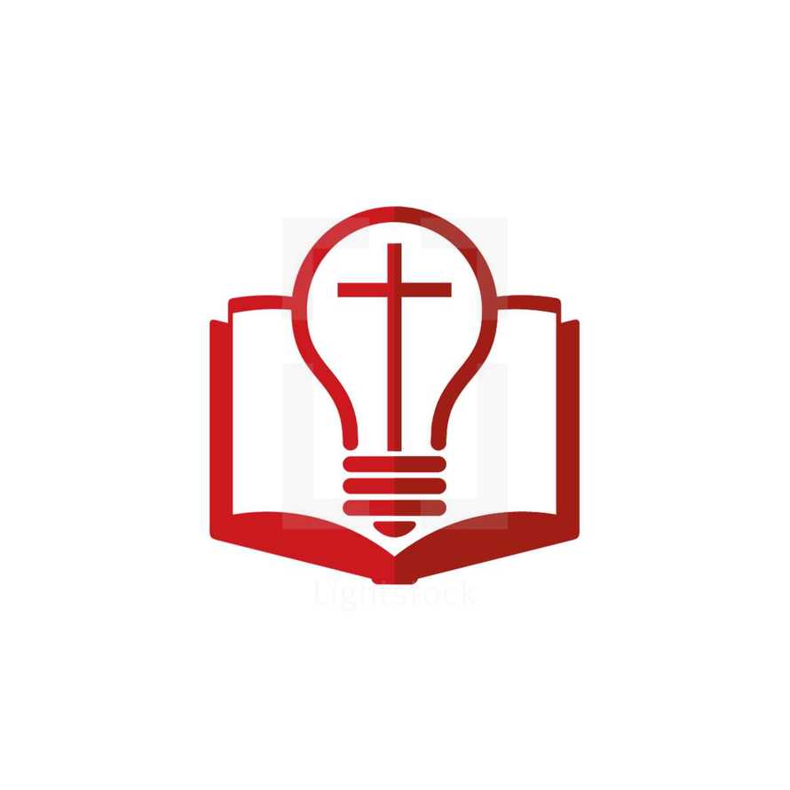 lightbulb over a Bible 