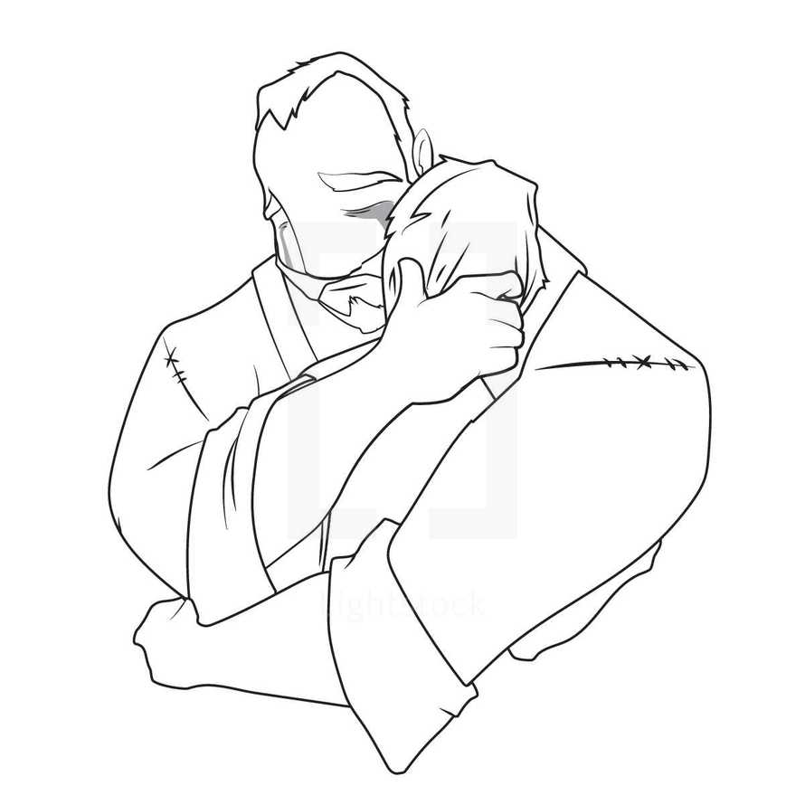 prodigal son - man hugging boy 