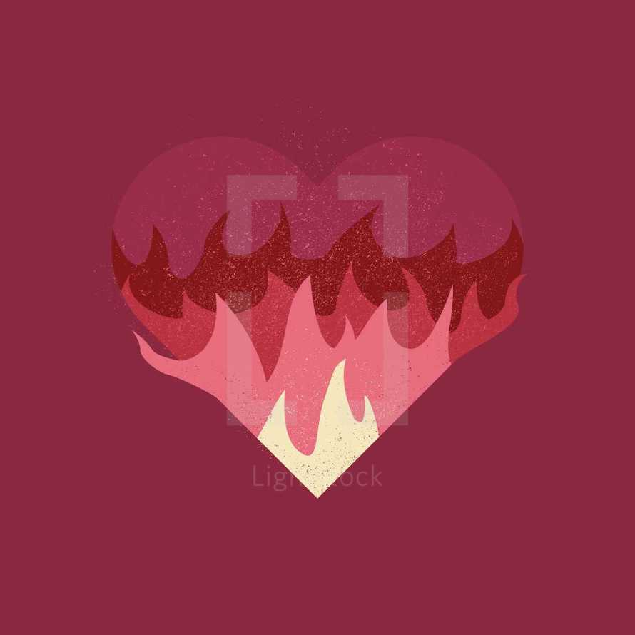 heart on fire illustration.