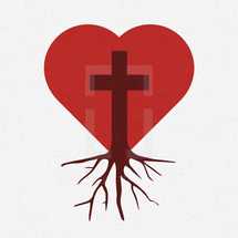rooted cross in a heart 