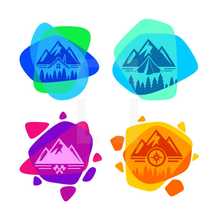 mountains on splotches of color icons 