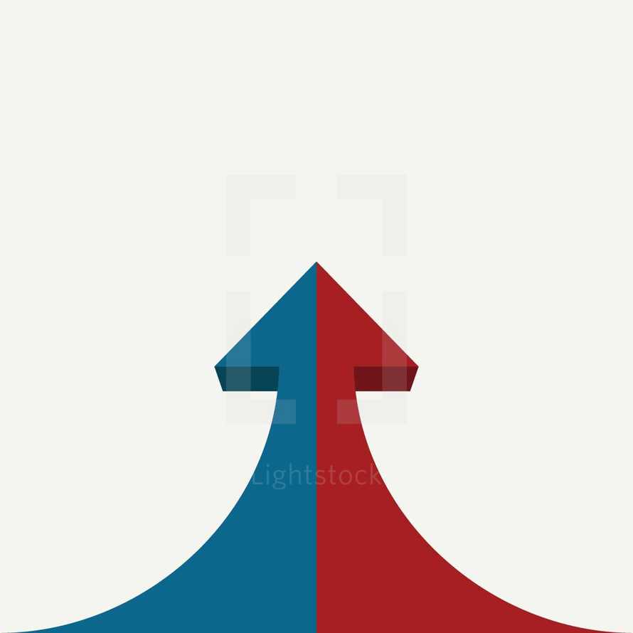 political arrows combining and pointing upward. 