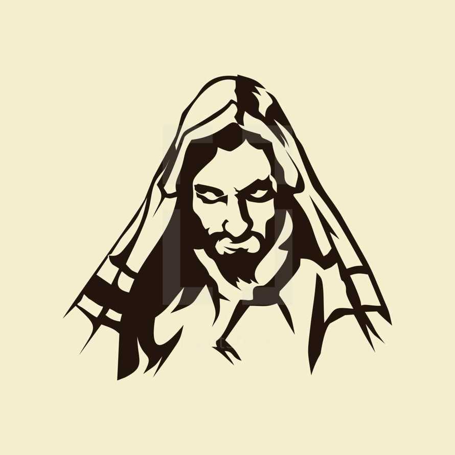 sketch of Jesus looking down 