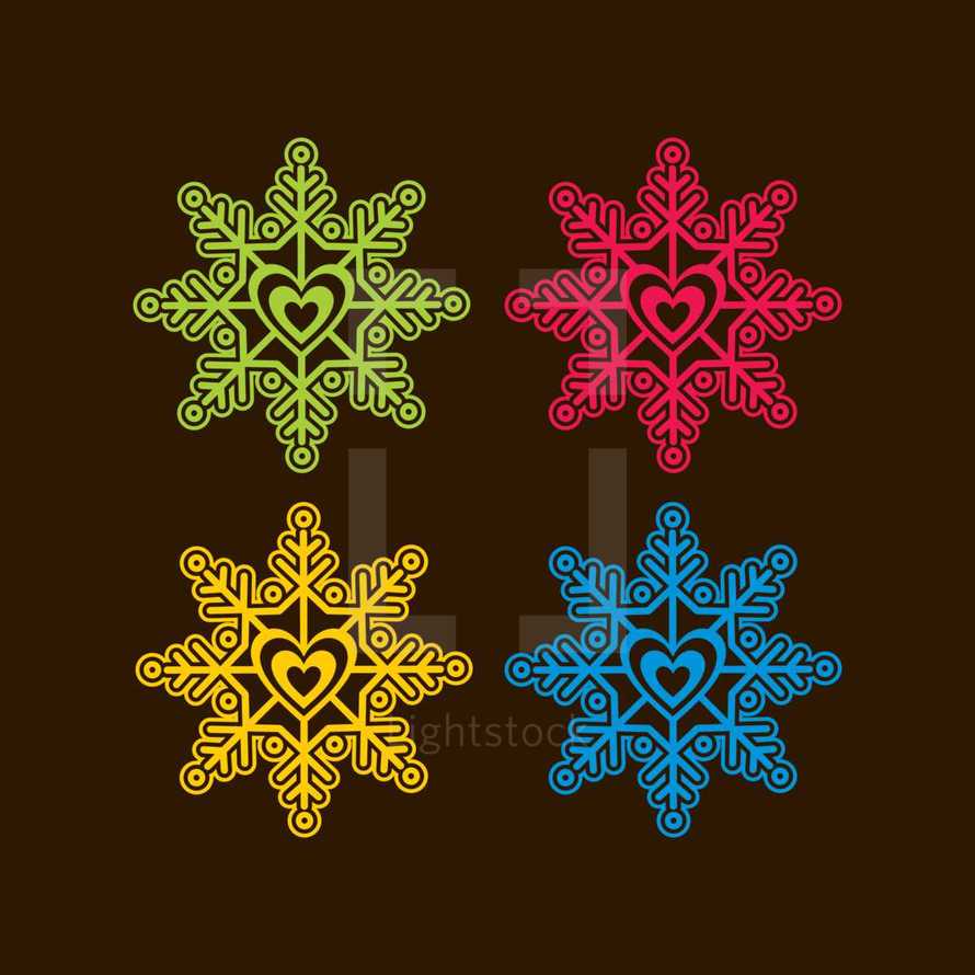 colorful snowflake doilies