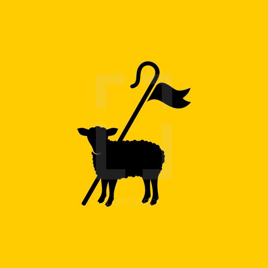 Christian symbols. Shepherd's staff and sacrificial lamb.