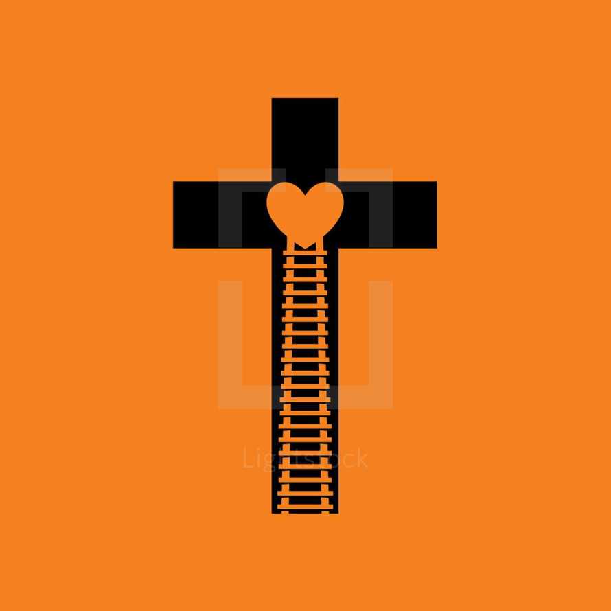 cross with heart and ladder 