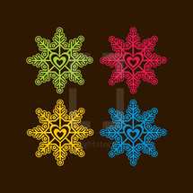 colorful snowflake doilies