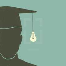 graduation cap with lightbulb 
