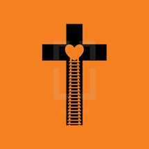 cross with heart and ladder 