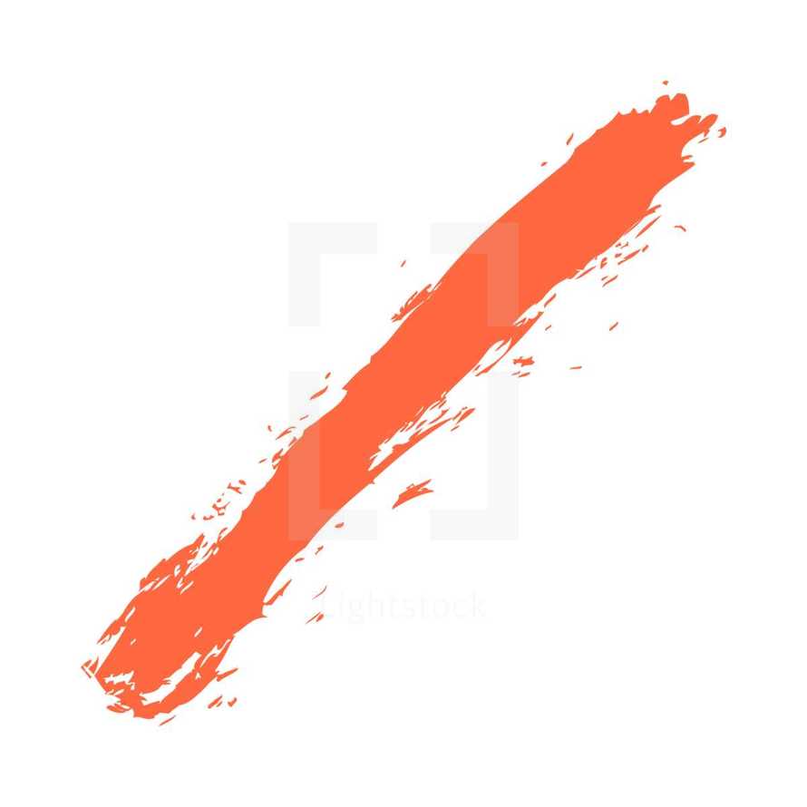 The red paint brush stroke is drawn by hand. Paintbrush drawing on canvas. Hand-drawn brushstroke orange texture on paper.  Rectangle shape. The graphic element saved as a vector illustration in the EPS file format for used in your design projects. 