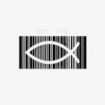 barcode with Jesus fish 