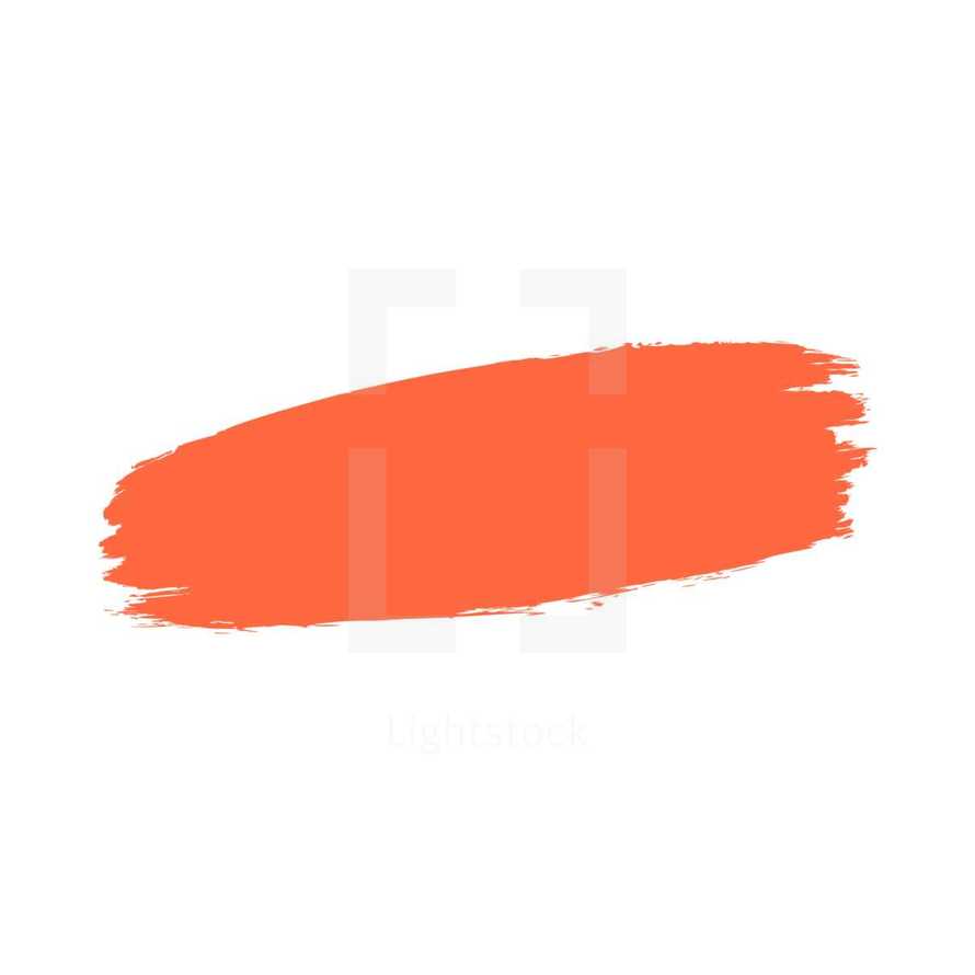 The orange paint brush stroke is drawn by hand. Paintbrush drawing on canvas. Hand-drawn brushstroke red texture on paper. Rectangle shape. The graphic element saved as a vector illustration in the EPS file format for used in your design projects. 