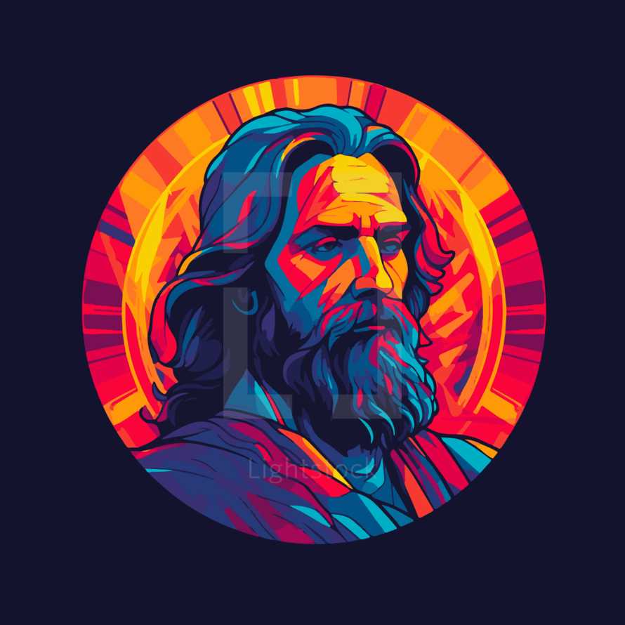 Jesus face vector stained glass style 