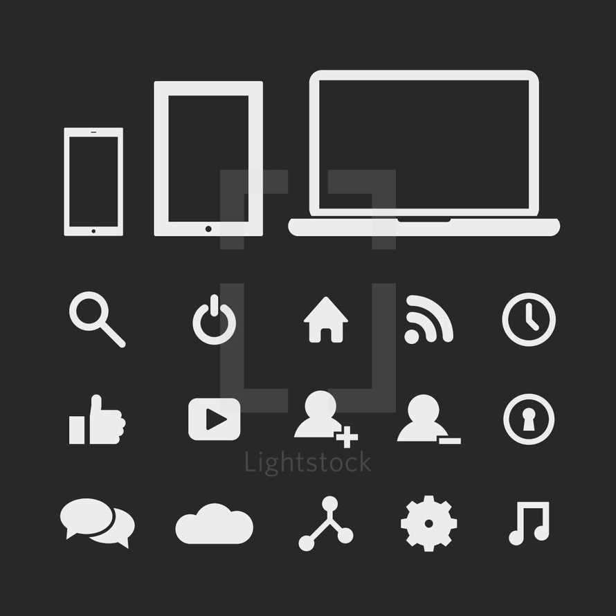 Social media and technology icon set. 