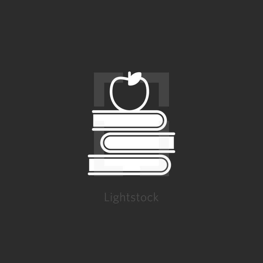apple on a stack of books.