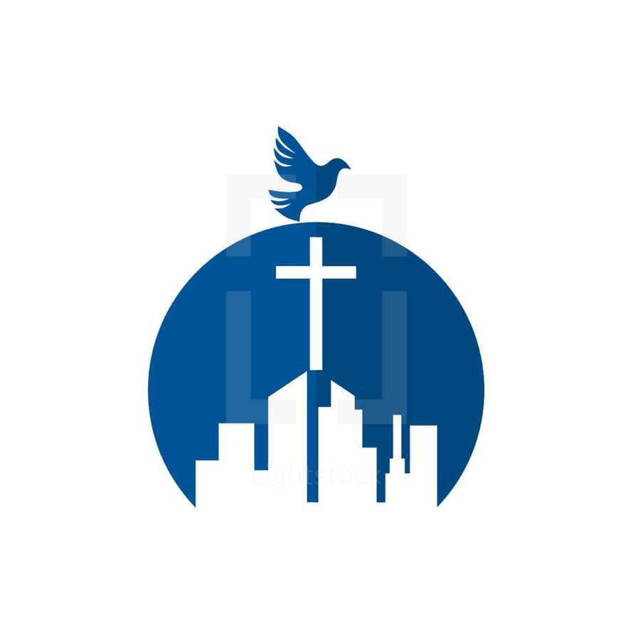 Church Building logo with dove