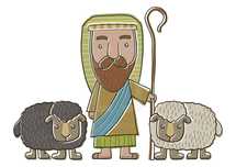 Nativity Shepherd and his sheep cartoon 
