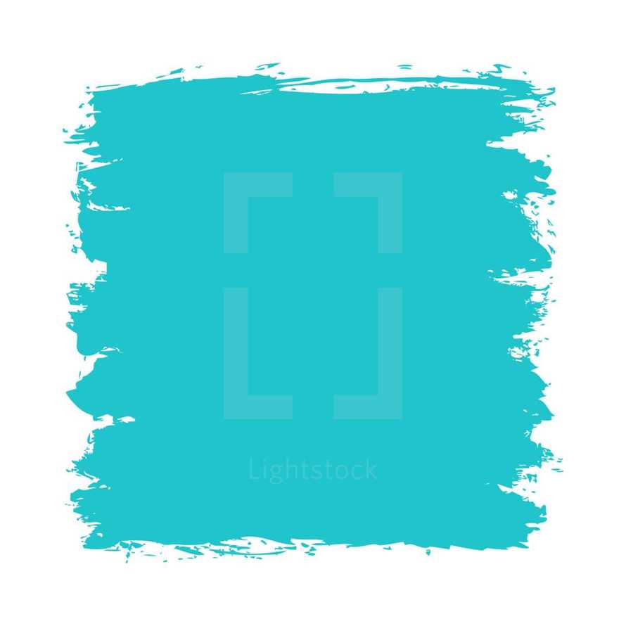 The teal turquoise paint brush stroke is drawn by hand. Paintbrush drawing on canvas. Hand-drawn brushstroke green blue texture on paper. Square shape. The graphic element saved as a vector illustration in the EPS file format for used in your design projects. 
