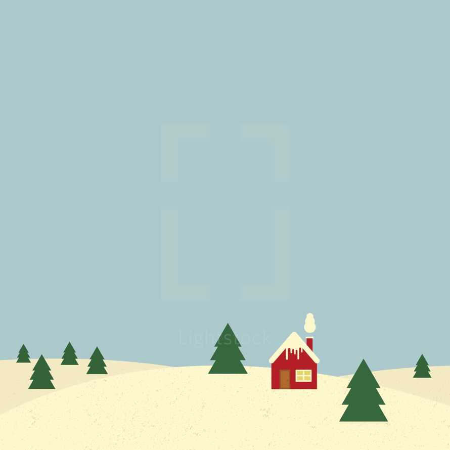 winter scene with house 
