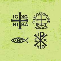 Jesus fish, ichthus, cross, icon, christian, symbols, latin