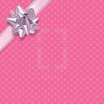 pink present with silver bow