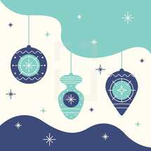 hanging ornaments and snowflakes vector 