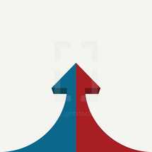 political arrows combining and pointing upward. 