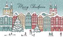 Merry Christmas with winter scene 