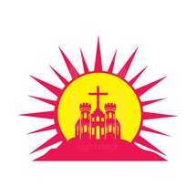 sun, rock, foundation, icon, red, yellow, cathedral, church, glory