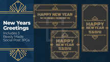 New Years Eve Art Deco Design Element Pack for social media post, slide background, graphic design, stock art