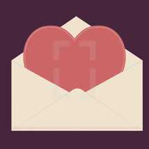 a heart shaped Valentine in an envelope 