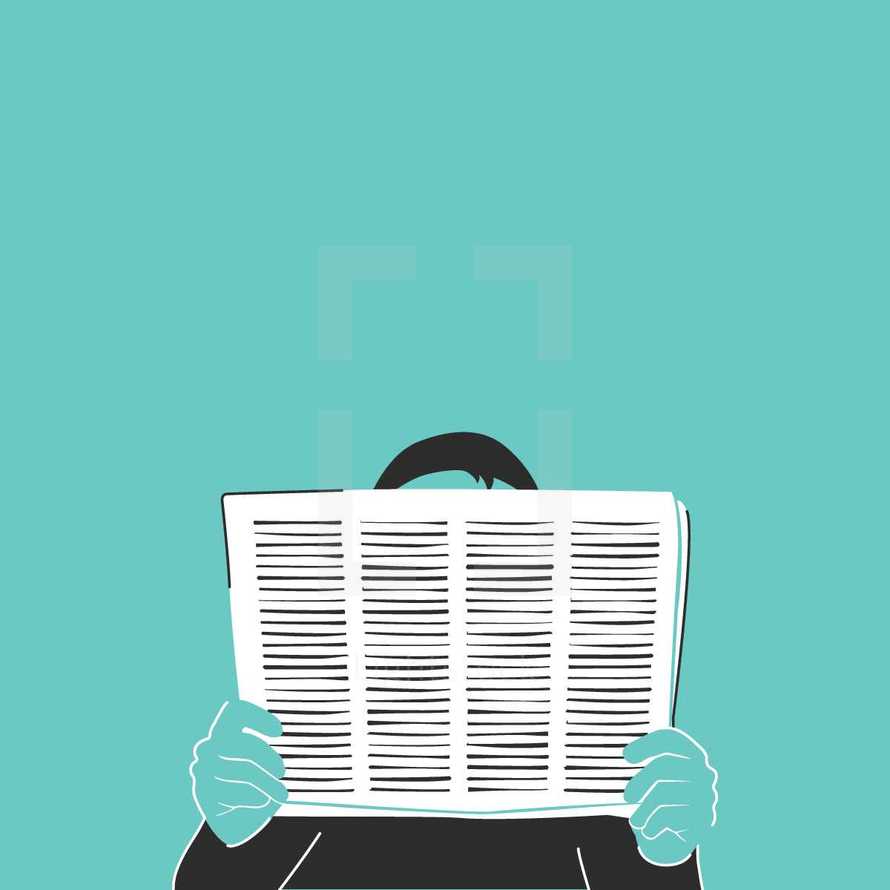 illustration of a man reading a newspaper 