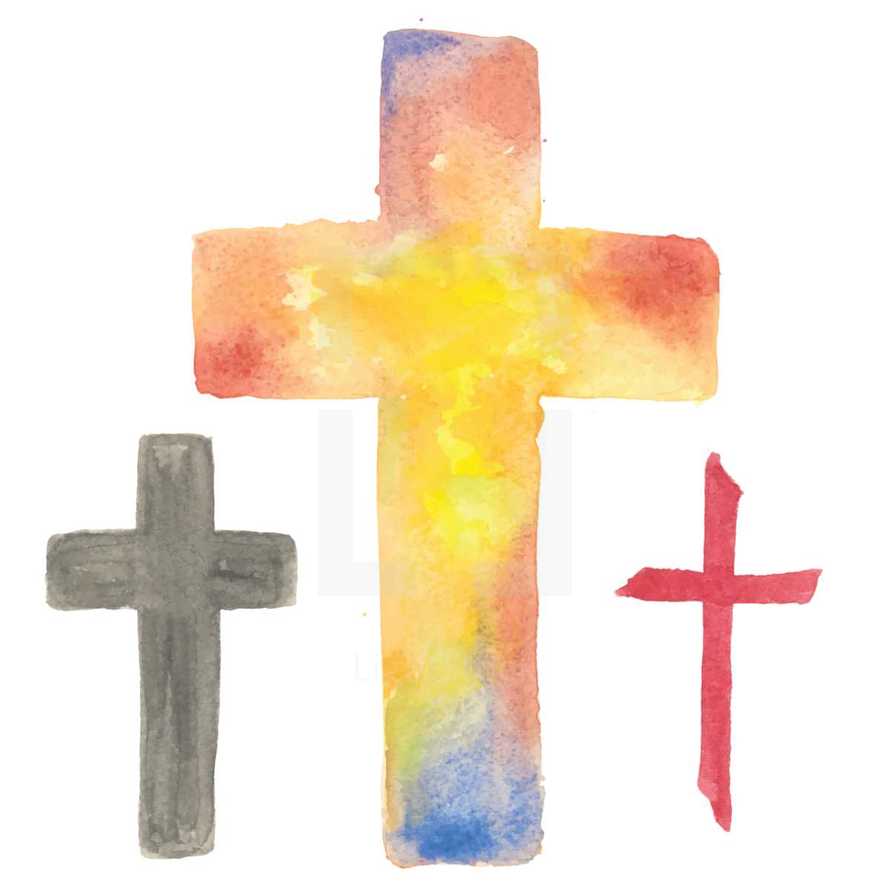 Vector watercolor Easter crosses.