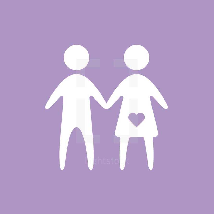 simple illustration of couple expecting child. 