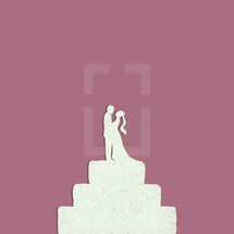 Bride and Groom on Wedding Cake. 