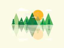 trees and mountains vector 