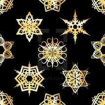 gold snowflakes on black 